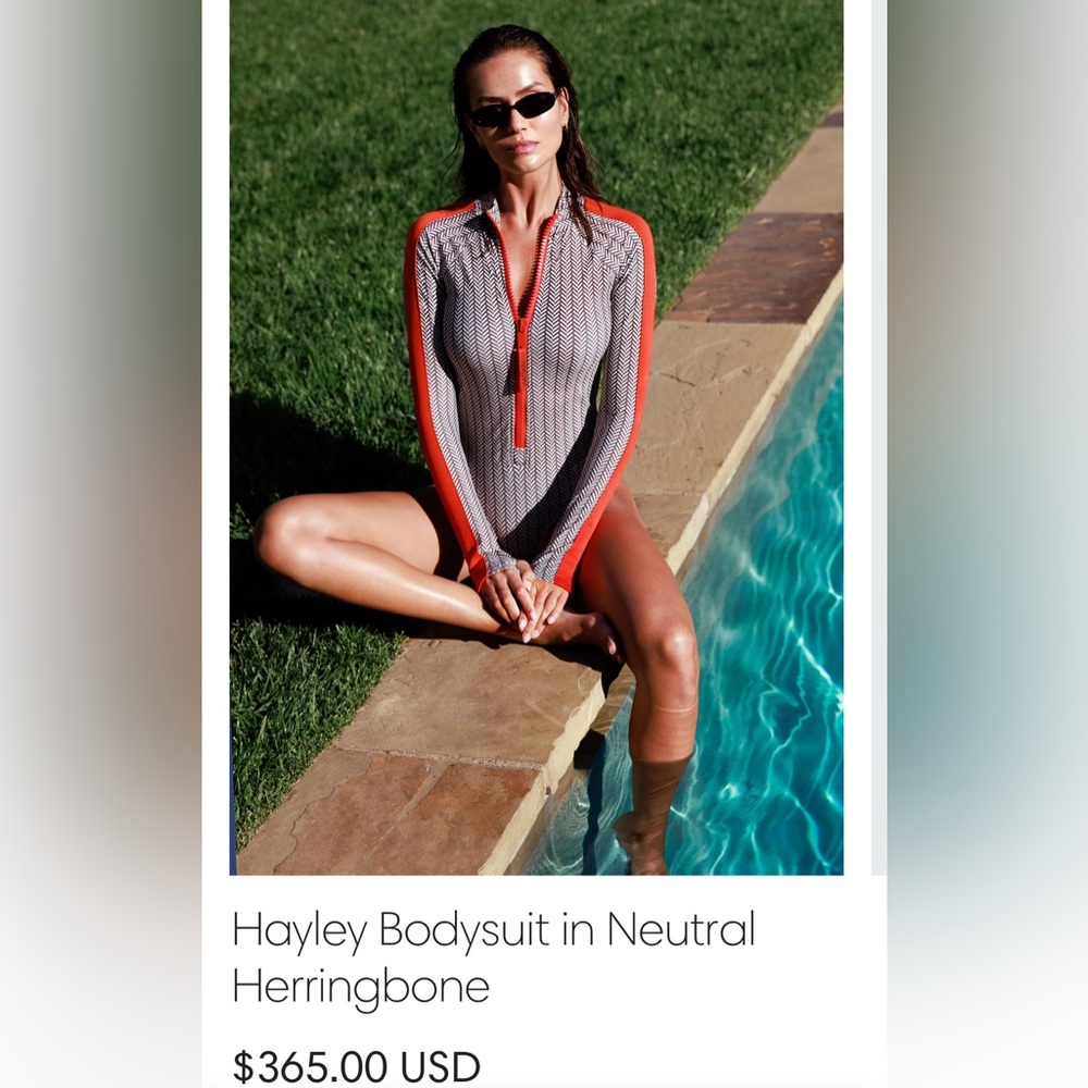 Hayley Bodysuit in Neutral Herringbone